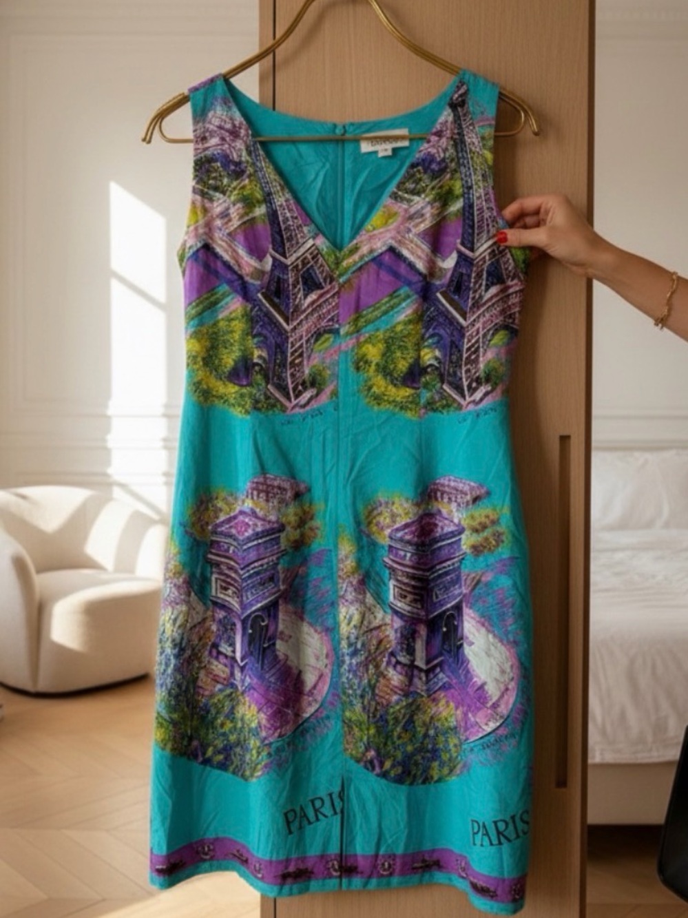 French Style Muse Turquoise Silk Dress